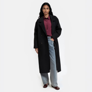 Χειροποίητο oversized σταυρωτό παλτό από μείγμα μαλλιού