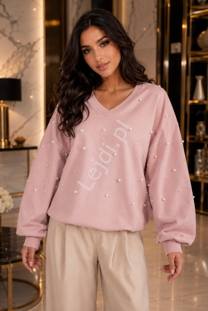 Bluza bez kaptura ze srebrnymi perełkami
