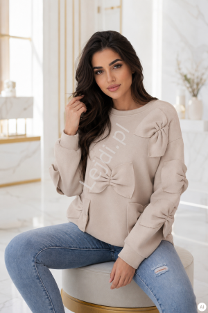 Bluza z kokardami beżowa Lots of Bows 9023