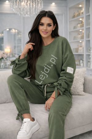 Dres damski khaki z wiązanym ściagaczem  7841