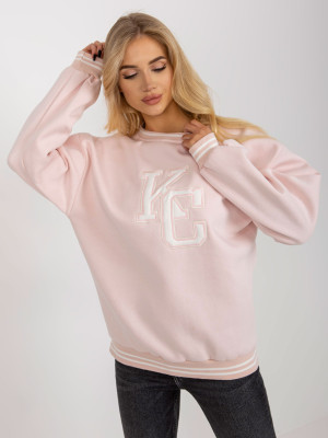 Bluza bez kaptura jasno różowa z literkami KC ze ściągaczmi