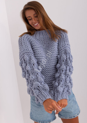 Grubo tkany sweter oversize z bąbelkami na rękawach, 5 kolorów