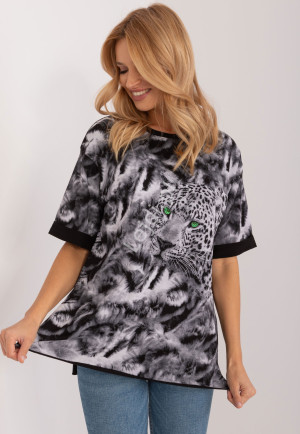 T-shirt z cyrkoniowym tygrysem na przodzie