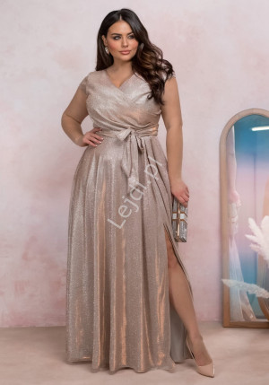 Złota połyskliwa sukienka Plus size 2024