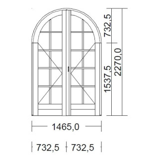 Le Roi de la Fenêtre Porte Fenêtre Bois Cintrée Largeur 146,5  x Hauteur 227 cm 2 vantaux