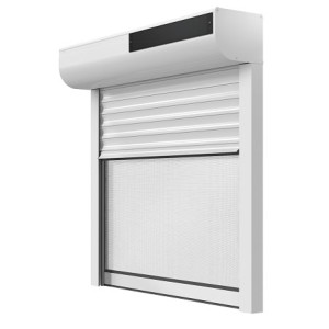 Le Roi de la Fenêtre Volet Roulant Rénovation avec Moustiquaire Lames ALU 39 mm Motorisation Solaire Radio avec télécommande