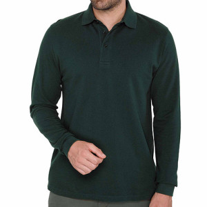 L'Homme Moderne Polo piqué de coton manches longues