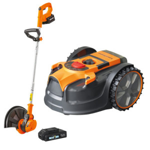 L'Homme Moderne Robot tondeuse autonome + coupe-bordure et batterie supplémentaire OFFERTS