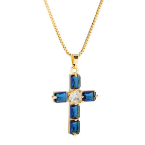 L'Homme Moderne Pendentif croix bleu