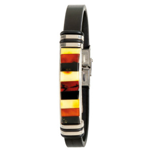 L'Homme Moderne Bracelet acier et ambre