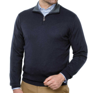 L'Homme Moderne Pull zippé coton et cachemire