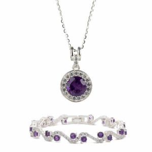 L'Homme Moderne L’ensemble collier et bracelet aux améthystes