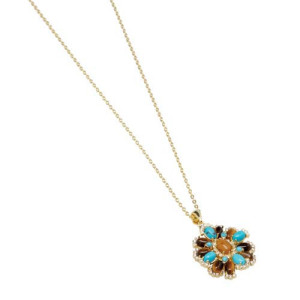L'Homme Moderne Le pendentif Å“ils-de-tigre et turquoises
