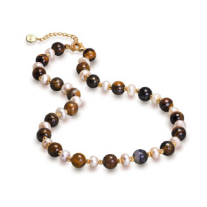 L'Homme Moderne Collier perles et Å“il de tigre