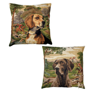 L'Homme Moderne 2 housses de coussin chiens de chasse