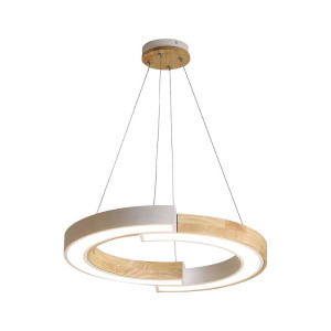 V-Tac Modernes Design Led Holz Pendelleuchte, Halbmond Weiß Farbe 43*37*112cm 3000k - 10090