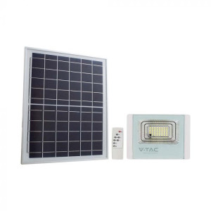 V-Tac 12w Led-Scheinwerfer Mit Solarpanel Und Fernbedienung, Austauschbarer Akku 6400k Weiß - 10405
