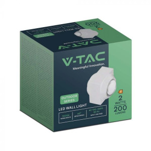 V-Tac Vt-2503 2w Led-Wandleuchte Quadratischer Doppellichtstrahl 3000k Weiße Farbe Ip54 - Sku 23029