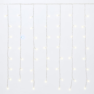 Ettroit 216 Led-Lichtervorhang, 5 M, Weißes Licht, Weißes Kabel, Ip65, Ausziehbar, Blitzeffekt, Mit Drähten Unterschiedlicher Länge (Von 3 Bis 12 Cm)