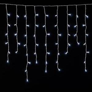 Ettroit 200 Led-Lichtvorhang, 5 M, Weißes Licht, Weißes Kabel, Ip65, Ausziehbar, Blitzeffekt, Mit Aufhängedrähten In Abwechselnden Längen (30-70-40-60