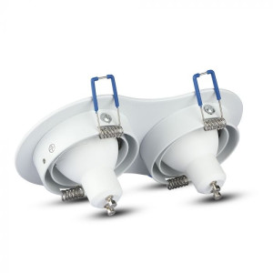 V-Tac Vt-783rd Doppelter Led-Einbaustrahler Aus Gebürstetem Aluminium, Rund, Verstellbar, Weiß, 2 * Gu10