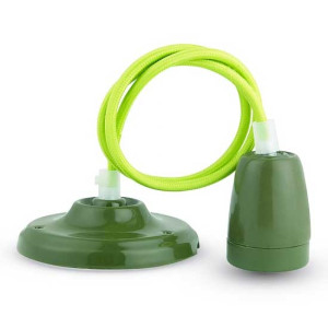 V-Tac Vt-7998 Hängendes Licht 1mt E27 Hochfrequenzporzellan Lampenhalter Ф47mm Ip20 Grün - Sku 3805