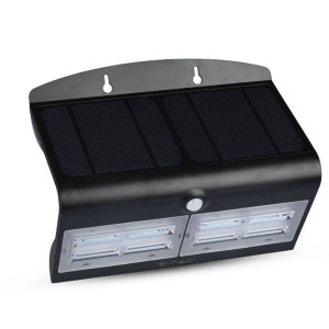 V-Tac Vt-767-7 7w Led-Solarwandleuchte Für Externe Ip65 + Pir-Sensor Schwarz Körper - Sku 8279