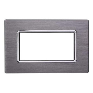 Ettroit Ettorit-Kompatible Bticino Livinglight 3-Modul-Aluminiumplatte, Satinierte Silberfarbe – Ln86306