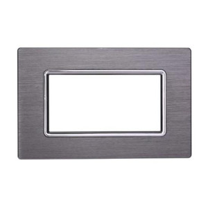Ettroit Bticino Livinglight Kompatible Platte 4 Module Aluminium Satiniert Silberfarben - Ln86406