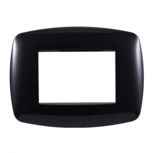 Ettroit Bticino Livinglight Kompatible Platte 3 Schlanke Kunststoffmodule, Schwarze Farbe – Ln87302