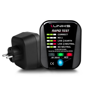 Uniks Rapidtest Schneller Professioneller Steckdosentester Für Differential-, Rcd- Und Polaritätsprüfungen Von