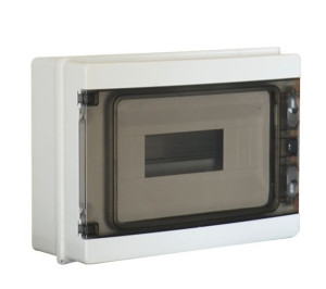 Ettroit 12-Modul-Wandbedienfeld, Wasserdicht, Ip65, Ral 7035 Grau, Mit Getönter Transparenter Tür - Db120912
