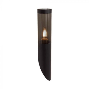 V-Tac Vt-1183 E27 Led-Wandlampenhalter Aus Edelstahl, Rauchglas, Schwarze Farbe, Diagonale Befestigung Ip44 – 10470