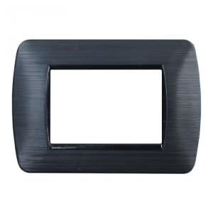 Ettroit Ln85314 3-Platz-3p-Platte In Satinschwarzer Space-Serie, Kompatibel Mit Bticino Livinglight