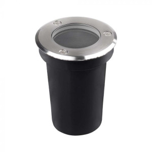 V-Tac Vt-1127 Zylinder-Stufeneinbauleuchte Mit Unterirdischer, Begehbarer Stufenlichthalterung, Rund, Schwarz Und Stahlfarben, Gu10, Ip67 – Sku 10374