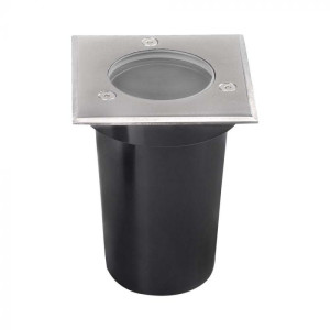 V-Tac Vt-1127 Quadratische Stufeneinbauleuchte Mit Begehbarer Unterirdischer Stufenleuchtenhalterung, Schwarz Und Stahlfarben Gu10 Ip67 – Sku 10375