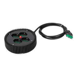Fanton Industrielle Pvc-Steckdosenleiste  Rund Mit 4 Italienischen/deutschen Schuko-Bypass-Steckdosen 2p+e 16a, 2 M Kabel. Thermische Disjunktionen
