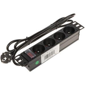 10" Rack-Montage-Steckdosenleiste Mit 4 Cee 7/5 Steckdosen 3500w 1.8m Kabel Mit Beleuchtetem Schalter