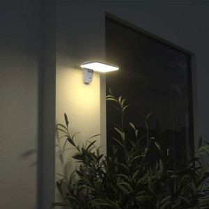 V-Tac Vt-414 15w Weiße Rechteckige Led-Solarwandleuchte Mit Photovoltaikpanel Und Cct-Bewegungssensor 4000k+6000k Ip65 - 10316