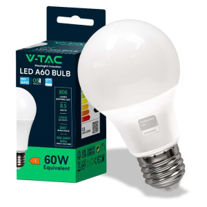 V-Tac Pro Vt-210 Led-Chip-Glühbirne Samsung Smd 8.5w E27 A60 Natural White 4000k - Sku 21229