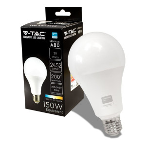 V-Tac Pro Vt-233 20w Led Lampe Bulb Chip Samsung Smd E27 200° A80 Hohe Lumen 122lm/w Neutralweiß 4000k - Sku 21238