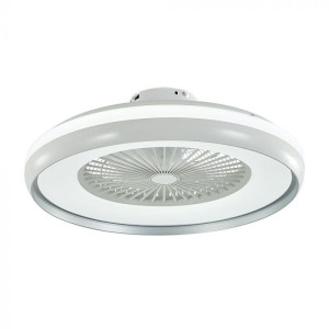 V-Tac Vt-5022 Led-Deckenventilator, 45 W Ac-Motor, Weißes Gehäuse Und Grauer Innenring Mit 35 W 3in1 Farbwechsel-Led-Lampe Und Fernbedienung – 217935
