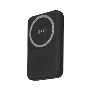 V-Tac Powerbank Magsafe 10000 Ah Magnetisch Mit Kabelloser Aufladung 20 W Ultradünn Schwarz – 23038
