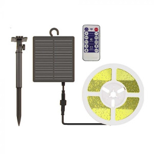 V-Tac 6 W Led-Streifen Mit Solarpanel Und Fernbedienung, Streifen-Set, Ip67-Spule, 5 M, Licht 4000 K – 23045