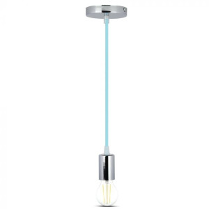 V-Tac Vt-7338 Hängeleuchter 1mt E27 Aus Metall Mit Hellblauem Kabel Ф39mm Ip20 – Sku 3787