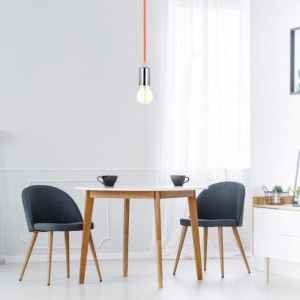 V-Tac Vt-7338 Hängendes Licht 1mt E27 Elegant Stylish Metallbecher Chrom  Ф39mm Ip20 Orange Kabel - Sku 3788