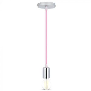 V-Tac Vt-7338 Hängeleuchter 1mt E27 Aus Metall Mit Rosafarbenem Kabel Ф39mm Ip20 – Sku 3789