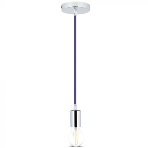 V-Tac Vt-7338 Hängeleuchter 1mt E27 Metall Mit Lilafarbenem Kabel Ф39mm Ip20 – Sku 3790