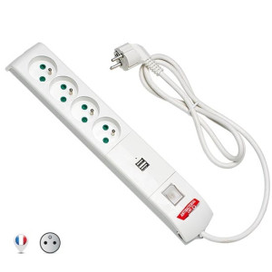 Fanton Fido Multisocket 4 Steckdosen Französisch Std. 2p+e 16a 2xusb 5v 2,1a Antibakteriell Durch Biocote Gegen 99% Der Viren  4201502frab