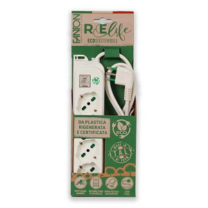 Fanton Mehrfachsteckdose Omega Eco 4 Steckdosen Schuko 2p+t 16a Kabel 1,5m Stecker Italienisch Std. 2p+t 10a Mit Schalter  474204eco